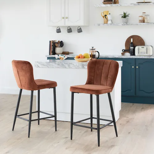 Hueston Rust velvet bar stools from EZ Living Furniture.