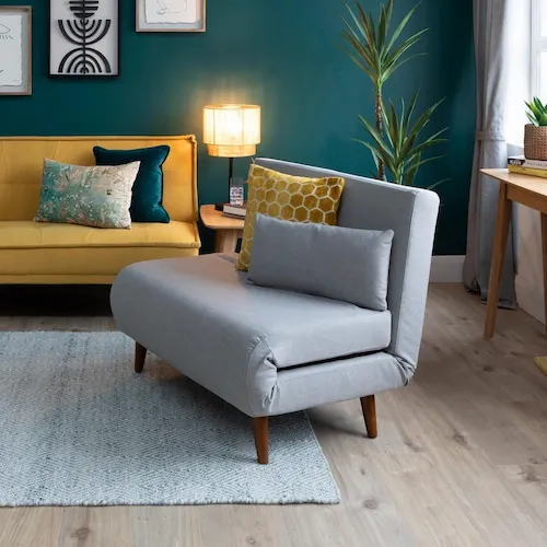 Zara grey one-seater sofa bed from EZ Living Furniture.