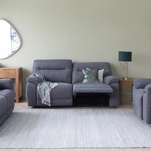 Cairns 2.5 seater grey fabric power recliner sofa from EZ Living Furniture.