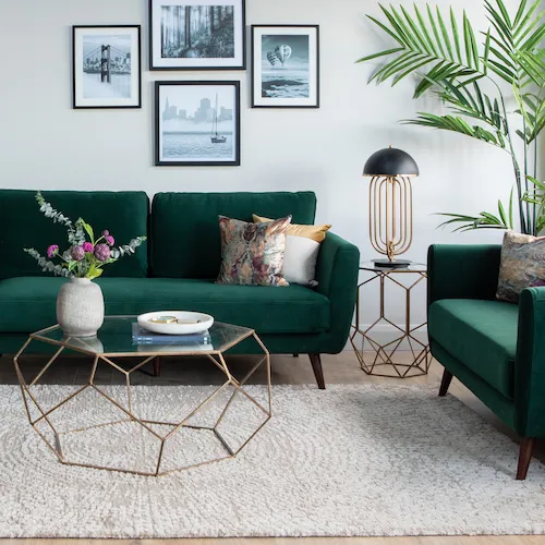 Reflect Green Velvet Sofa from EZ Living Furniture.