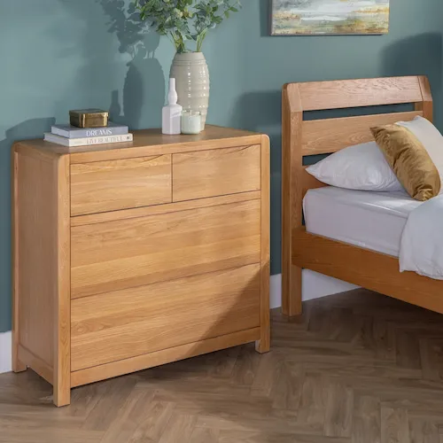 Iris 4 drawer oak chest of drawers from EZ Living Furniture.