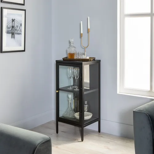 Carmel 1 door metal and glass Sideboard