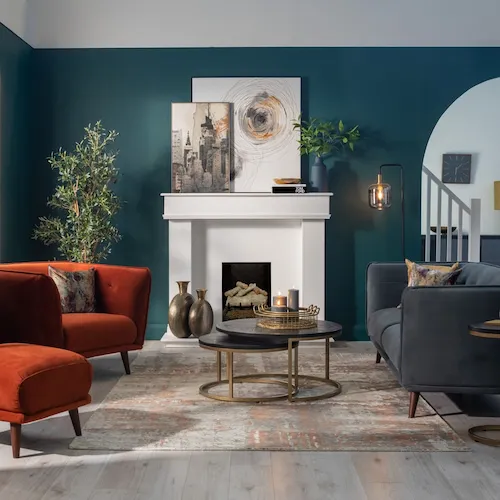 Girona rust velvet and grey velvet sofas from EZ Living Furniture.