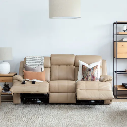 Embrace 3 seater leather reclining sofa.
