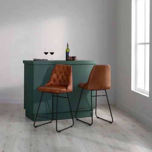 Gus brown leather bar stools from EZ Living Furniture.