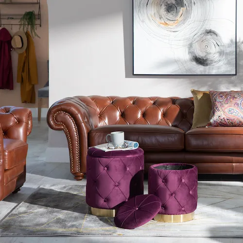Leroy purple storage footstools from EZ Living Furniture.