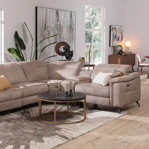Bellissimo Fabric Power Reclining Corner Group Sofa.