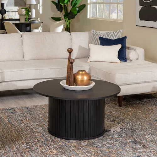 Nola Round Black Oak Coffee Table from EZ Living Furniture.