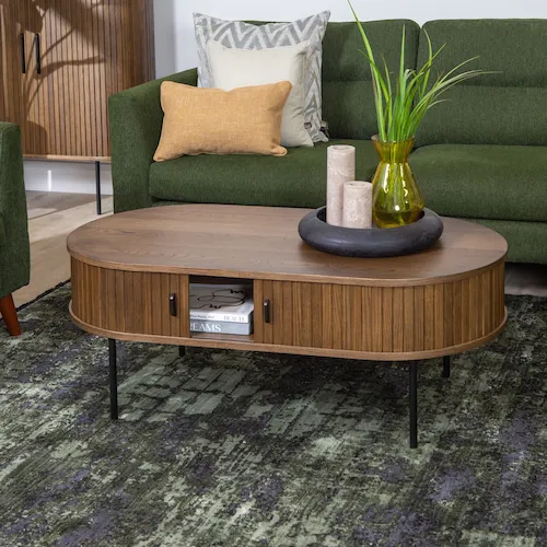 Nola Oval Smoked Oak Coffee Table from EZ Living Furniture.