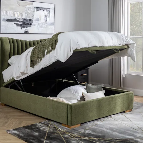 Robin green velvet ottoman bed from EZ Living Furniture.