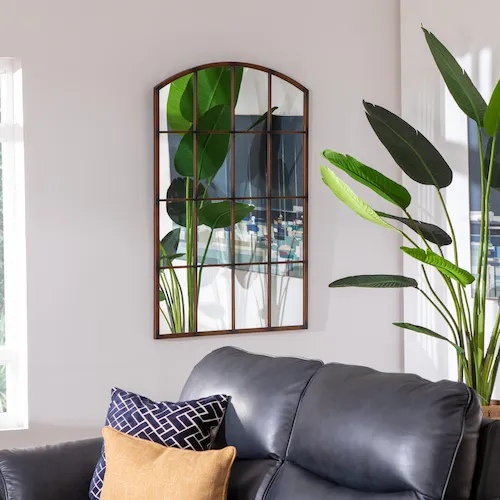 Terri Arched Gold Panel Wall Mirror from EZ Living Furniture.