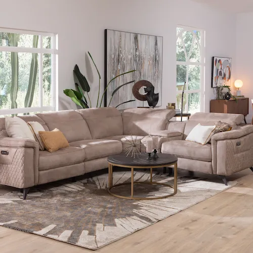 Bellissimo Taupe Fabric Power Reclining Sofa from EZ Living Furniture.