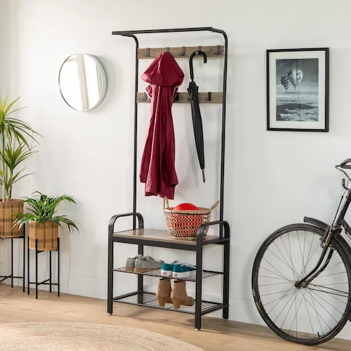 Rustic GreyBarrow Coat Stand & Metal Shoe Rack from EZ Living Furniture.