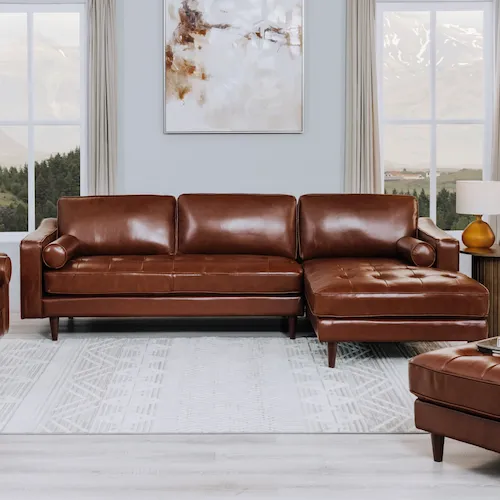 Genoa RHF Brown Leather Corner Chaise from EZ Living Furniture.