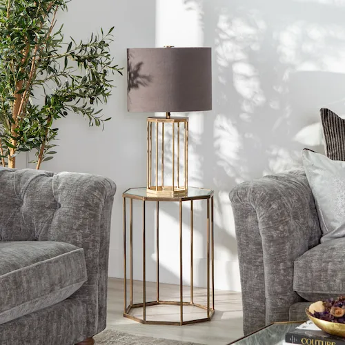 Octagon Gold & Glass Side Table from EZ Living Furniture.