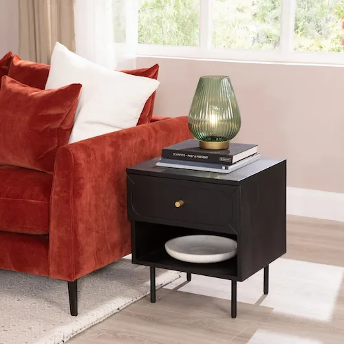 Arden 1 Drawer Black Oak Lamp Table.