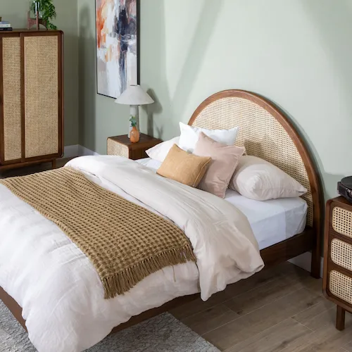 May Walnut and Rattan Bed Frame from EZ Living Furniture.