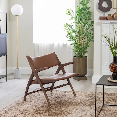 X-Ray Brown Leather Walnut Lounge Chair from EZ Living Furniture.