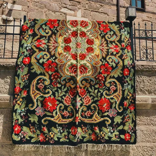 Rug drying in the sun.
