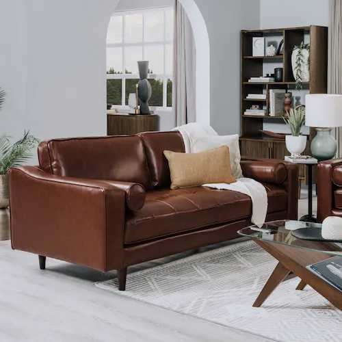 Genoa Brown Leather Sofa from EZ Living Furniture.