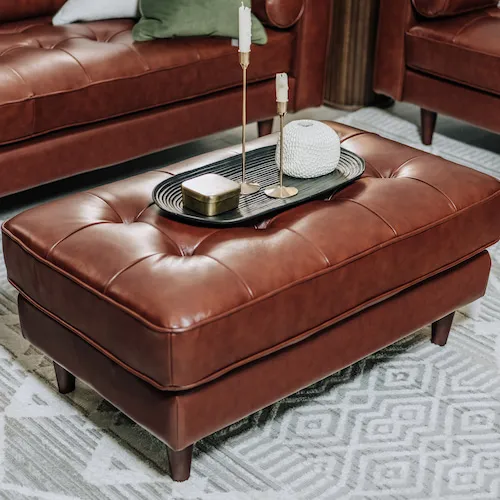 Genoa Brown Leather Footstool from EZ Living Furniture.