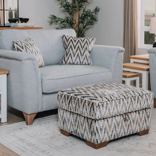 Ella Beige & Green Accent Storage Footstool