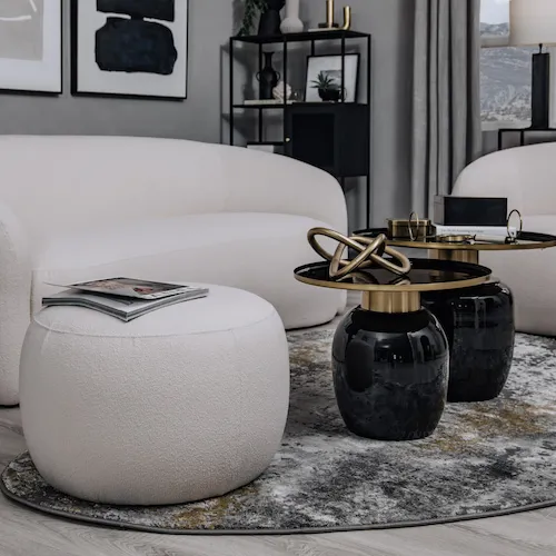 Florence Boucle Footstool from EZ Living Furniture.