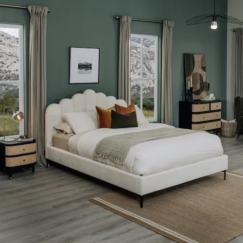 Faye Double cream velvet bed frame from EZ Living Furniture