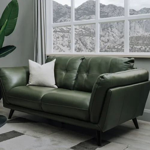 Toscana 2-Seater Green Leather Sofa at EZ Living Furniture.