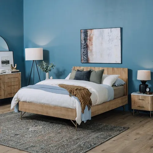 Fluting King Size Mango Bed Frame at EZ Living Furniture.