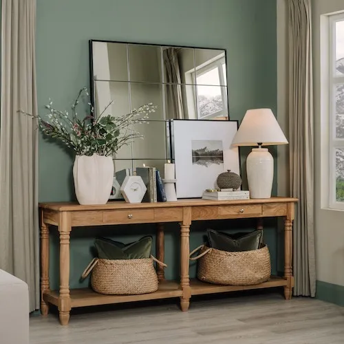 Iona 2 Drawer Oak Console Table at EZ Living Furniture.