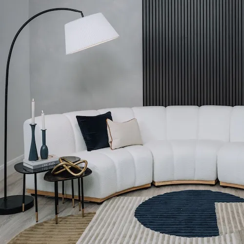 Shell White Fabric Curved Sofa from EZ Living Furniture.