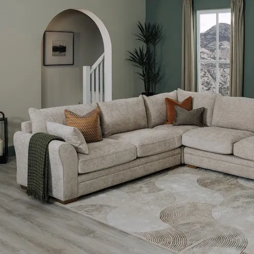 Skyline Beige Corner Fabric Sofa from EZ Living Furniture.