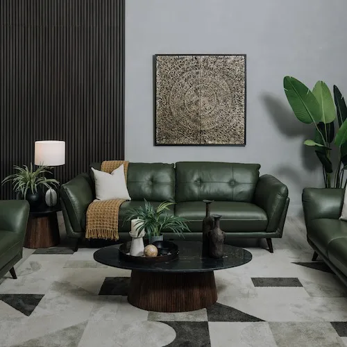 Toscana 2.5 green leather sofa from EZ Living Furniture.