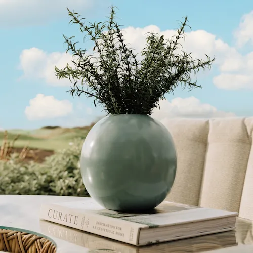 Desert Green Ball Outdoor Vase from EZ Living Furniture.
