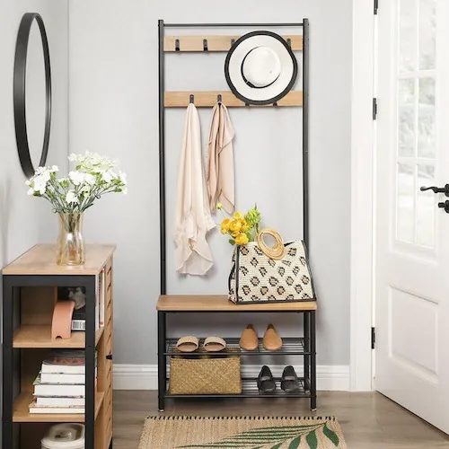Keating Coat Stand & Metal Shoe Rack from EZ Living Furniture.