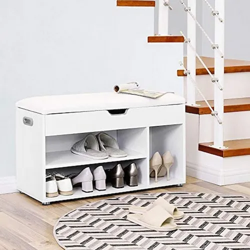 Monica 1 Drawer White Shoe Bench With Seat from EZ Living Furniture.