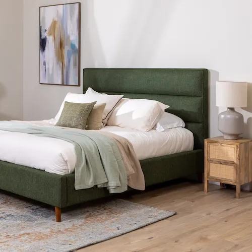 Ebony Double 4ft 6 Green Fabric Bed Frame at EZ Living Furniture.
