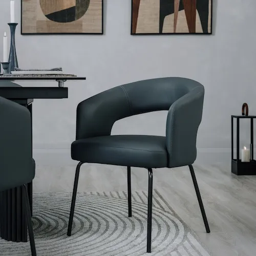 Matteo Slate Blue Leather Dining Chair at EZ Living Furniture.