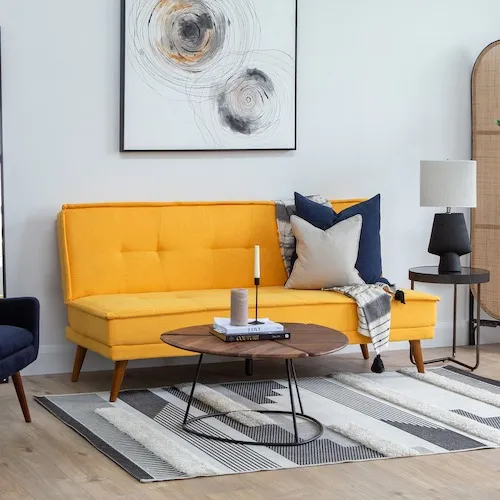 Seattle 3 Seater Yellow Fabric Sofa Bed at EZ Living Furniture.