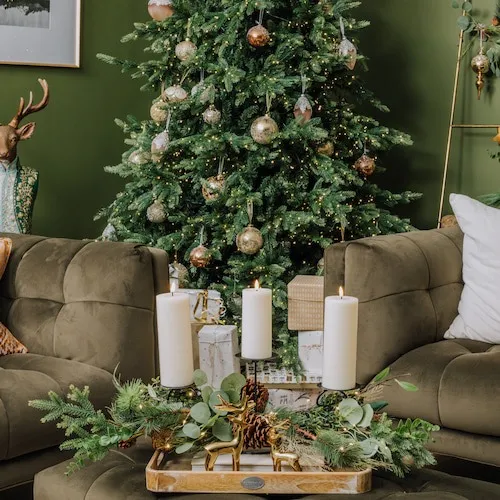 Green and gold Christmas theme at EZ Living Furniture.