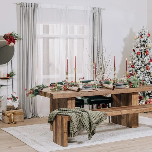 Woodland Christmas table decor at EZ Living Furniture.