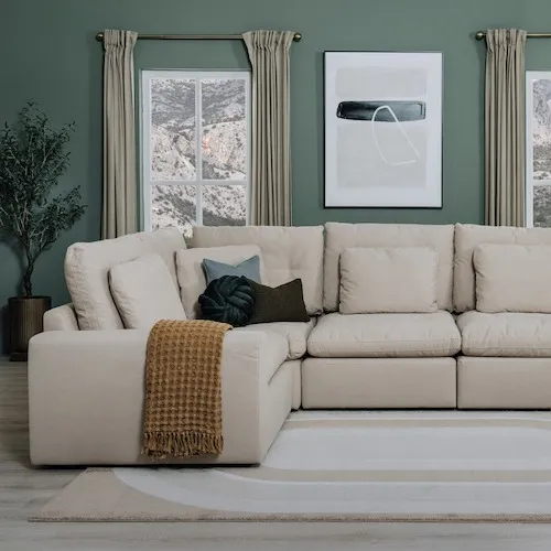 Cozy Large Light Grey Fabric Corner Sofa at EZ Living Furniture.