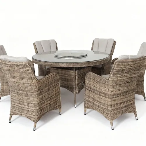 Monterey Round Table with Ice Bucket & Lazy Susan and 6 Chairs at EZ Living Furniture.