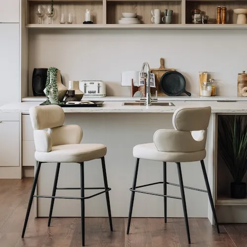 Fusion Off White Leather Bar Stool at EZ Living Furniture.