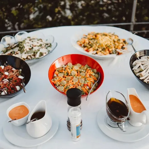 Food displayed on dining table