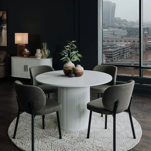 Nola White Round 120cm Dining Table from EZ Living Furniture.