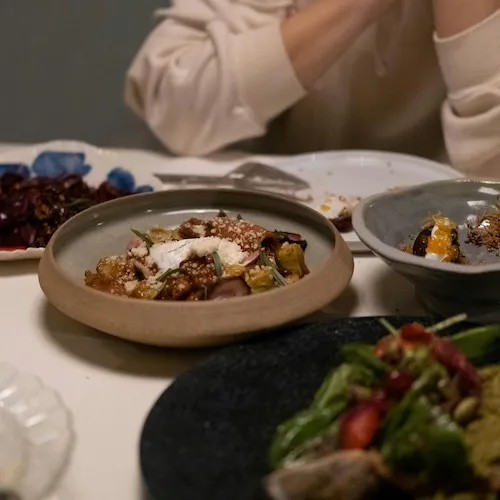 Person sat at dining table