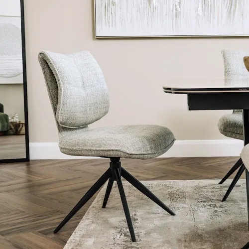 Napoli Beige Fabric Swivel Dining Chair at EZ Living Furniture.