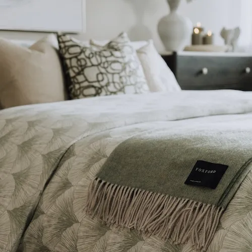 Dingle By Foxford Silver Lime Lambswool Throw